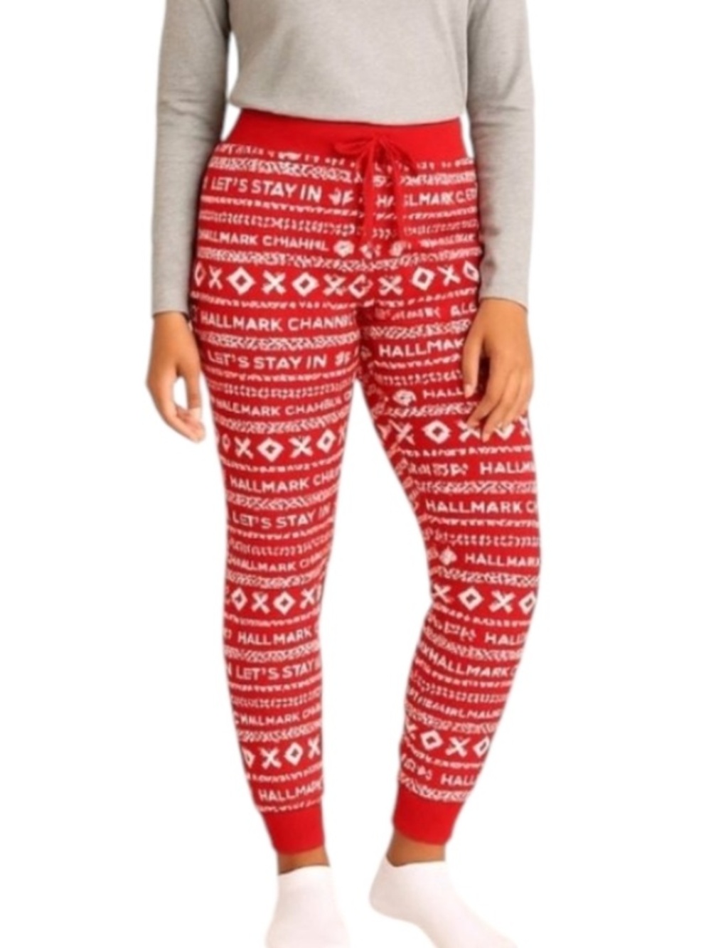 Hallmark Channel Women S Red Let’s Stay In Pajama Lounge Jogger Pants NWT